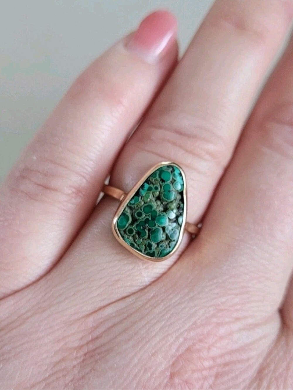 Melissa Joy Manning 14K Gold Botryoidal Malachite Ring MJM Size 6.5 / 7 - Picture 7 of 11